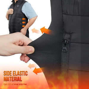 Hand stretching the elastic side panel of a Kemimoto heated vest