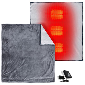 ActionHeat grey heated blanket with internal heating elements and battery pack