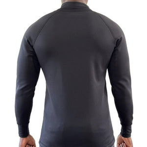 Back view of a 221B Tactical black long sleeve compression shirt