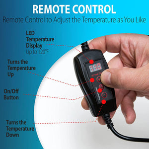 Zone Tech remote control with LED temperature display and buttons to adjust heat settings
