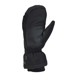 Black waterproof winter mitten with textured palm and elastic wrist