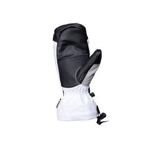 Kombi white and black leather ski mitten with Gore-Tex branding