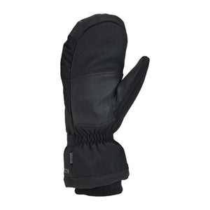 Kombi black winter mitten with textured fabric and leather palm