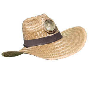 Kool Breeze straw hat with a built in solar fan on the side