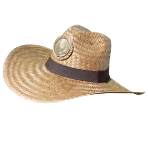 Kool Breeze straw hat with a built in solar fan on the front