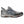 Korkers grey and blue low top hiking shoe with black accents and orange sole details