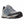 Korkers grey and black trail shoe with blue accents and speckled midsole