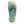 Korkers flip flop with brown leather strap and blue and green fish scale pattern footbed