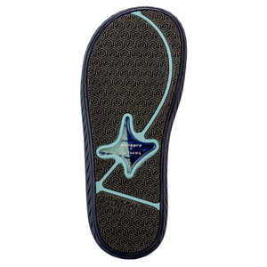 Korkers Klingon wading boot sole with textured tread pattern and blue accent detailing