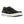 Korkers black canvas slip on shoe with white rubber sole and patterned interior lining