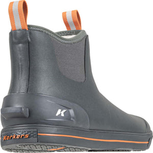 Korkers grey waterproof ankle boot with orange pull tabs