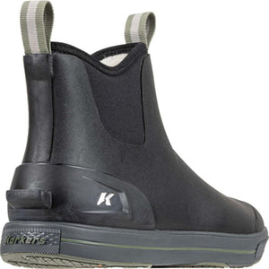 Korkers black waterproof slip on boot with grey pull tabs and K logo