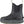 Black rubber ankle boot with grey sole and pull tabs