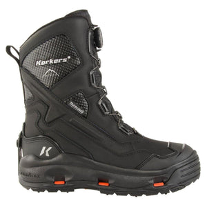 Korkers black insulated winter boot with dial lacing system