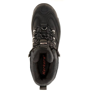 Top view of a black Korkers wading boot with laces