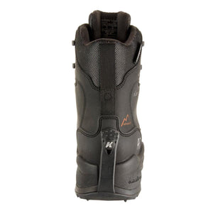 Rear view of black Korkers wading boot showing heel tab and branding
