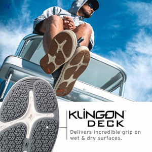 Klingon Deck shoe soles showing tread pattern for grip on wet and dry surfaces