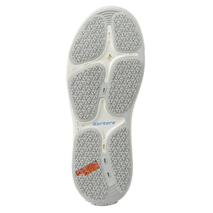 Korkers Klingon Deck shoe outsole with grey patterned traction pads on a white base