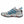 Korkers grey and blue athletic wading shoe with speckled midsole and black tread