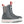 Korkers grey waterproof ankle boot with red and white pull tabs and white sole