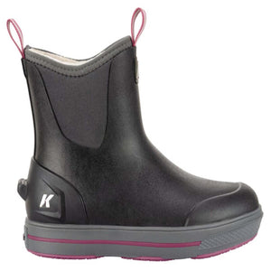 Kodiak black waterproof ankle boot with grey midsole and pink accents