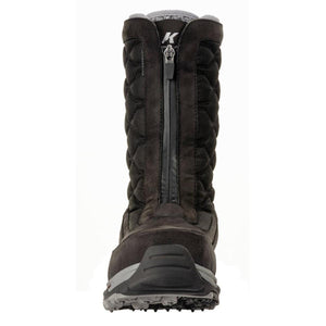 Korkers black quilted waterproof winter boot with front zipper closure