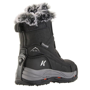 Korkers black waterproof winter boot with faux fur trim and Thinsulate insulation