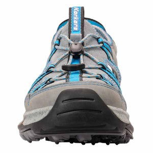 Korkers grey and blue water shoe with toggle lacing system