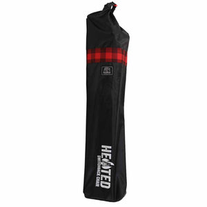 Kuma Outdoor Gear black storage bag for heated switchback chair with red plaid accent