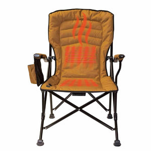 KUMA Outdoor Gear heated camping chair with brown fabric and black frame