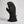 Black leather and fabric winter mitten with adjustable wrist strap and embossed logo