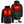 ActionHeat black hooded jacket showing front and back heating elements with power bank and charging cable