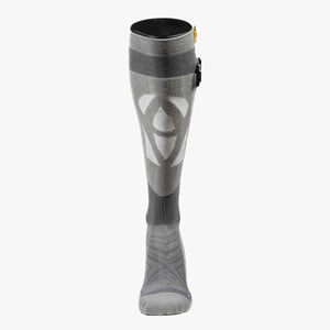 Arctic Volt grey heated knee high sock on a mannequin leg