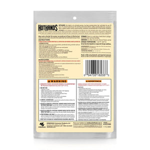 Hothands lap warmer packaging back with instructions and safety warnings