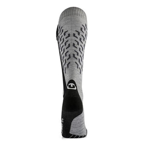 Therm-ic grey and black knee high heated sock with geometric pattern