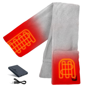 ActionHeat grey heated scarf with battery pack and charging cable