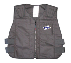 TechKewl black cooling vest with front zipper and side adjustment straps