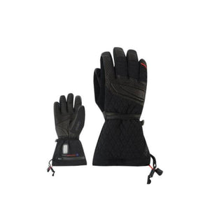 Lenz black heated gloves with quilted cuffs and palm detailing