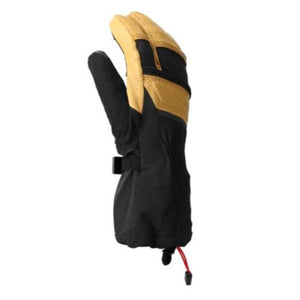 Lenz black and tan leather ski mitten with adjustable wrist strap