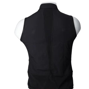 Back view of a black Lenz sleeveless vest on a mannequin