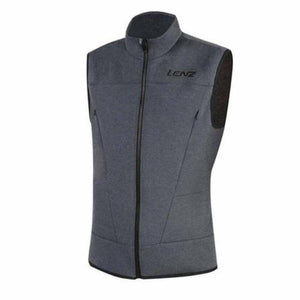 Grey Lenz sleeveless vest with a full front zipper and high collar