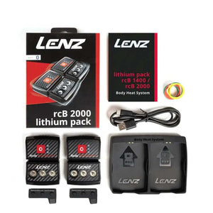 Lenz lithium pack rcB 2000 body heat system with batteries, charging dock, cable, and packaging