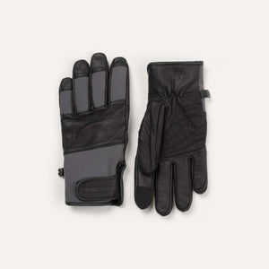Sealskinz black and grey leather gloves with velcro wrist closure