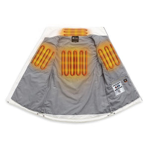 Interior view of Venture Heat jacket showing heating element placement on back and chest