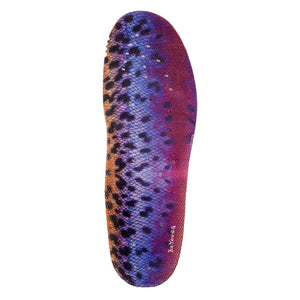 DeYoung shoe insole with purple and orange fish scale pattern