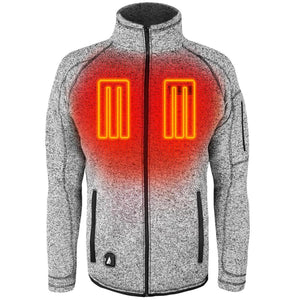 ActionHeat grey heathered fleece jacket with highlighted chest heating elements