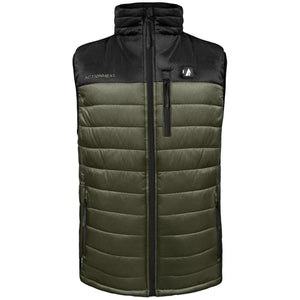 ActionHeat olive and black quilted heated vest with front zipper and chest pocket