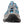 Front view of grey and blue Korkers water shoe with toggle lacing system