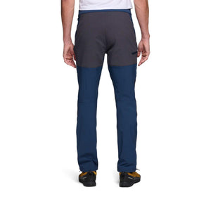 Back view of Black Diamond blue and grey technical hiking pants