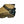 Black rubber ice cleat attached to the heel of a tan work boot